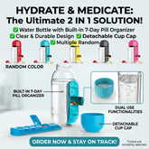 2 In 1 Water Bottle With Built In 7 Day Pill Organizer And Cup