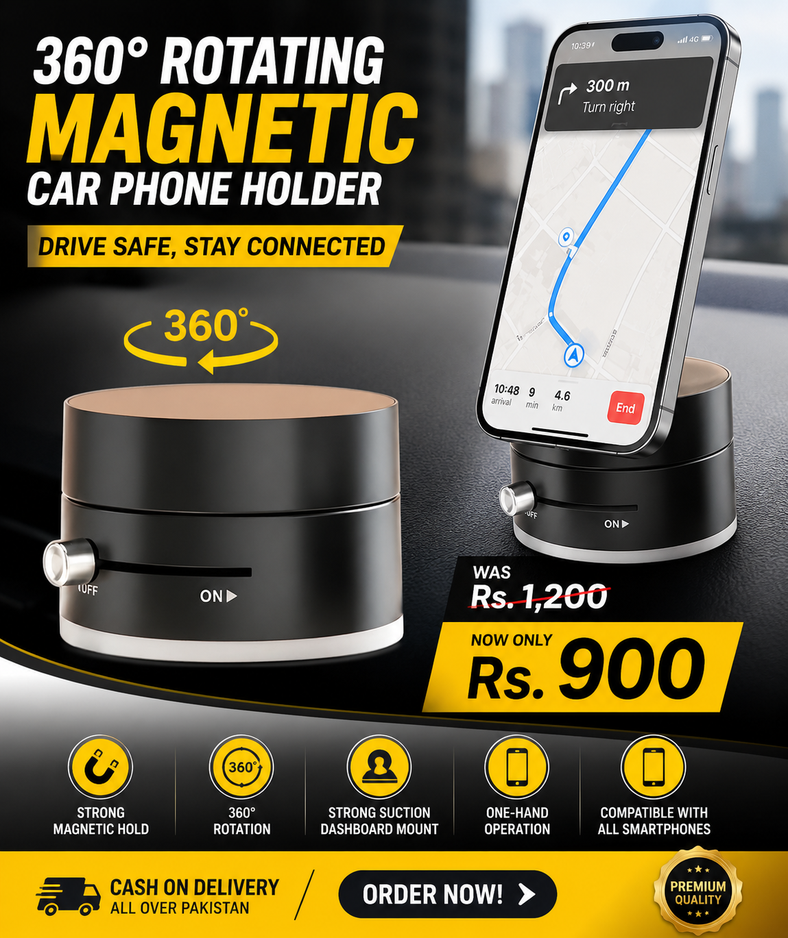 360° Rotating Magnetic Car Phone Holder