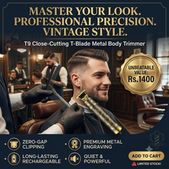 Vintage T9 Professional Trimmer –  T-Blade Hair Clipper for Men