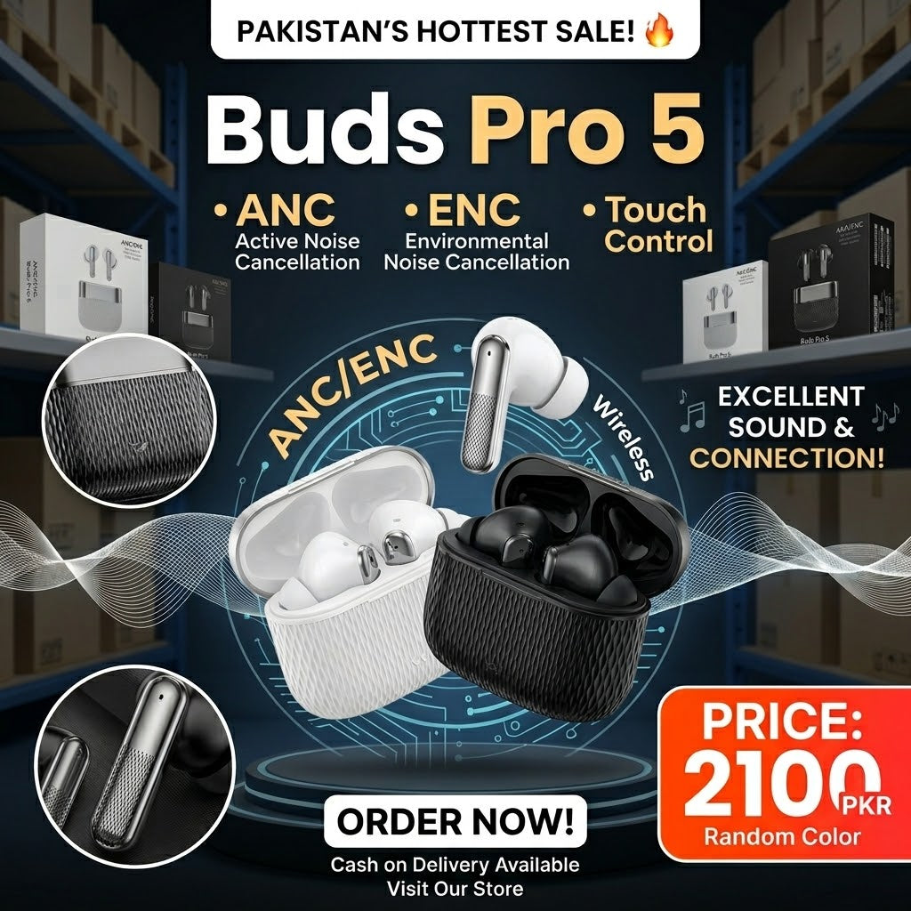 Buds Pro 5 Wireless Bluetooth Earbuds ANC ENC Touch Control Earphones Random Color