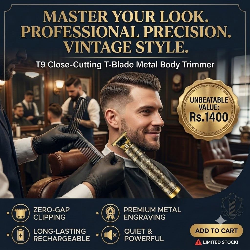 Vintage T9 Professional Trimmer –  T-Blade Hair Clipper for Men